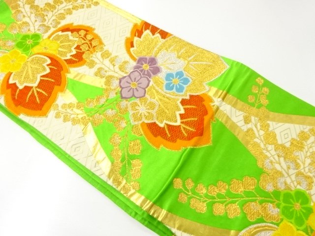 JAPANESE KIMONO / ANTIQUE PAULOWNIA PATTERN WOVEN FUKURO OBI (MATERIAL